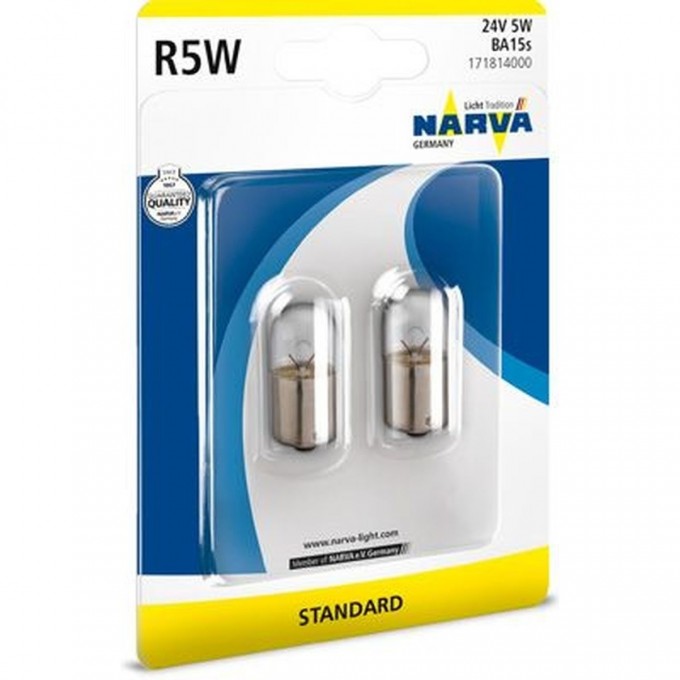 Лампа NARVA 24V R5W 5W BA15s 2шт. 78961534 Лампа NARVA 24V R5W 5W BA15s 2шт. 78961534