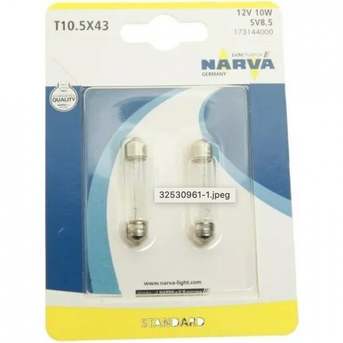 Лампа NARVA C10W SV8.5/8 12V 41мм 2шт. 97176384 Лампа NARVA C10W SV8.5/8 12V 41мм 2шт. 97176384