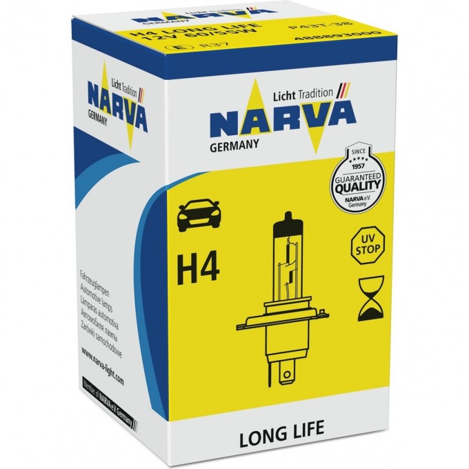 Лампа NARVA LONG LIFE H4 60/55W 12V P43T 117421798 Лампа NARVA LONG LIFE H4 60/55W 12V P43T 117421798