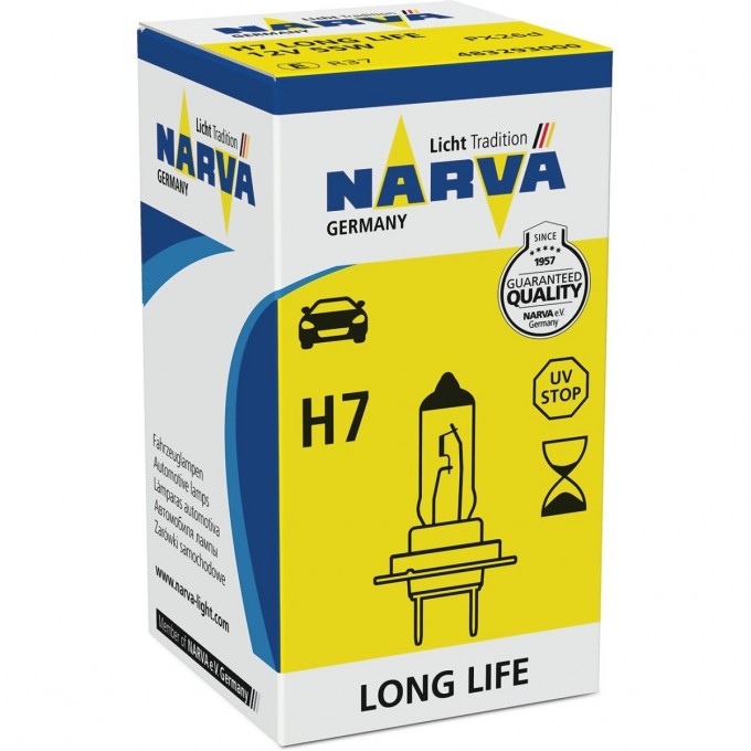 Лампа NARVA LONG LIFE H7 PX26D 55W 12V 72484912 Лампа NARVA LONG LIFE H7 PX26D 55W 12V 72484912