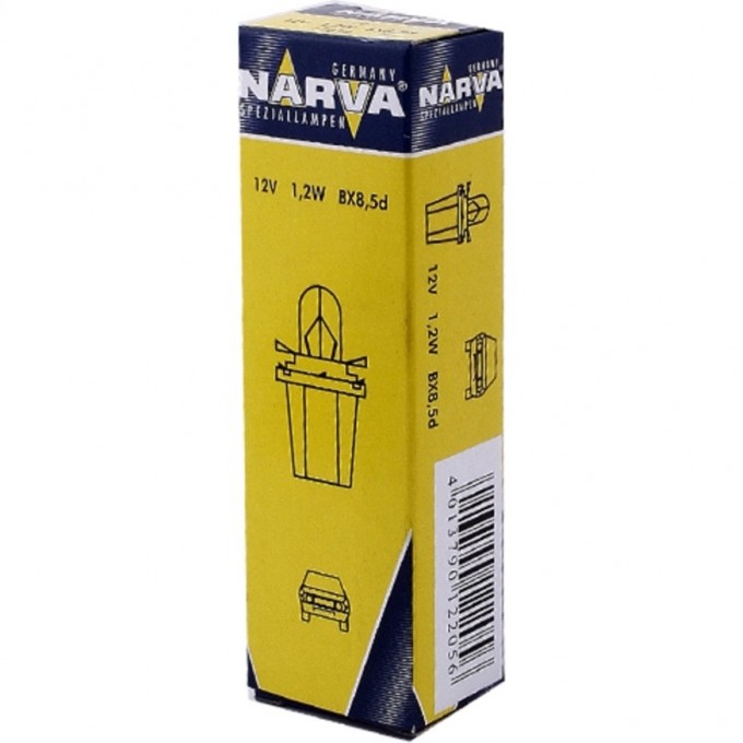 Лампа NARVA PLASTIC BASE LAMPS T5W B8.5d 12V 1.2W 36253442 Лампа NARVA PLASTIC BASE LAMPS T5W B8.5d 12V 1.2W 36253442