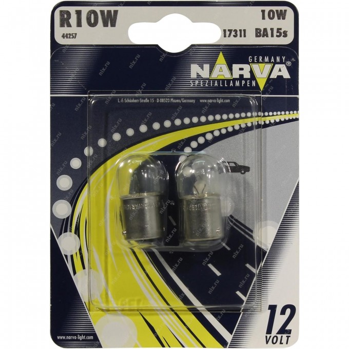 Лампа NARVA R10W 12V 10W BA15s 2 шт. 72486070 Лампа NARVA R10W 12V 10W BA15s 2 шт. 72486070