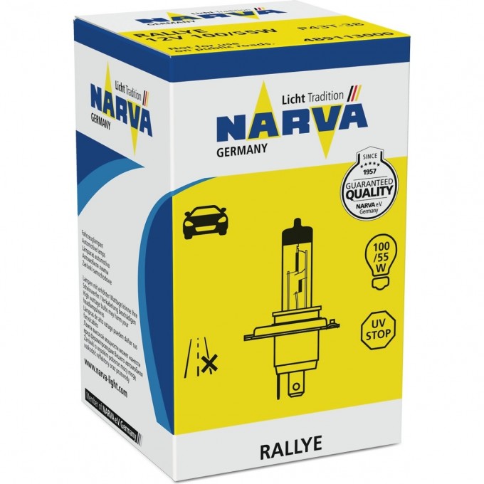 Лампа NARVA RALLYE 12V H4 100/55W P43t-38 78703023 Лампа NARVA RALLYE 12V H4 100/55W P43t-38 78703023