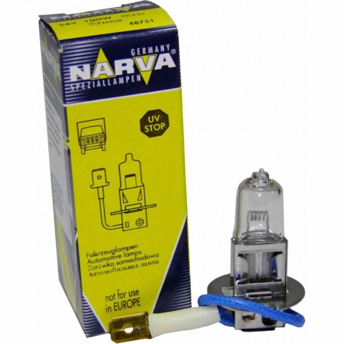 Лампа NARVA RALLYE 24V H3 100W PK22s 78960851 Лампа NARVA RALLYE 24V H3 100W PK22s 78960851