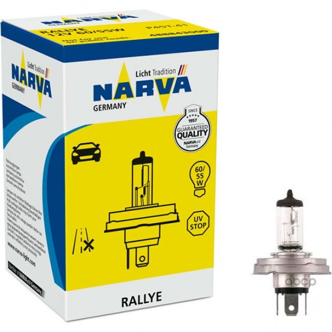 Лампа NARVA RALLYE H4 65W P45t-41 12V 44992147 Лампа NARVA RALLYE H4 65W P45t-41 12V 44992147