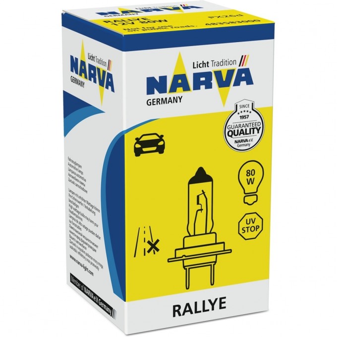 Лампа NARVA RALLYE H7 80W 12V PX26D 117420324 Лампа NARVA RALLYE H7 80W 12V PX26D 117420324