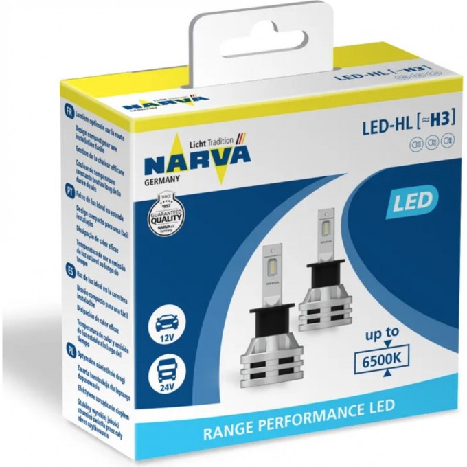 Лампа NARVA RANGE PERFORMANCE LED 12V/24V 19W 6500К H3 2 шт. 117419996 Лампа NARVA RANGE PERFORMANCE LED 12V/24V 19W 6500К H3 2 шт. 117419996