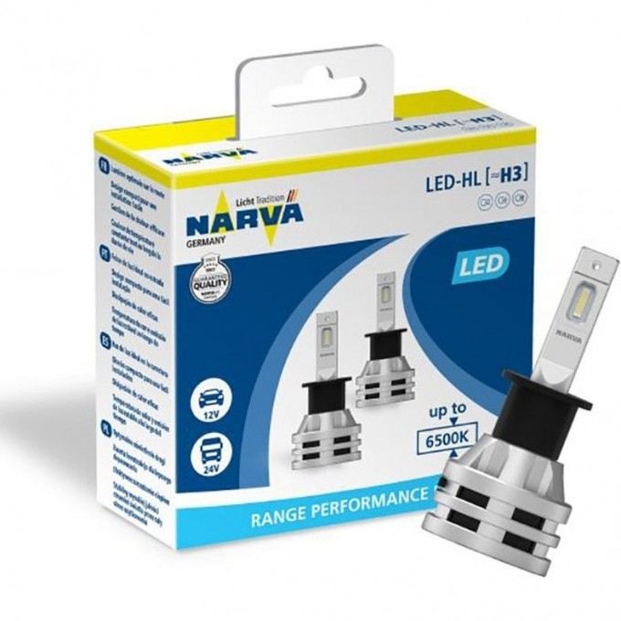 Лампа NARVA RANGE PERFORMANCE LED H1 PX26d 16W 6500K 2 шт. 100281446 Лампа NARVA RANGE PERFORMANCE LED H1 PX26d 16W 6500K 2 шт. 100281446
