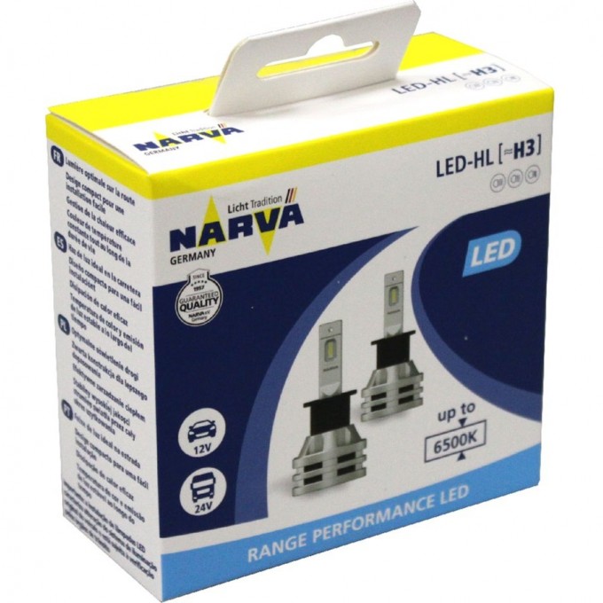Лампа NARVA RANGE PERFORMANCE LED H3 NVA X2 6000K 2шт. 110807368 Лампа NARVA RANGE PERFORMANCE LED H3 NVA X2 6000K 2шт. 110807368