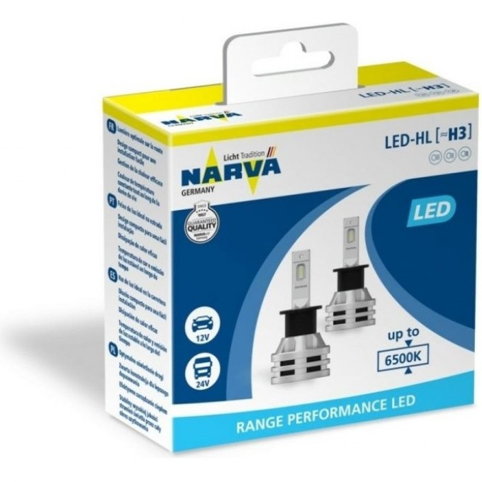 Лампа NARVA RANGE PERFORMANCE LED H3 PK22s 19Wх2 6500K 12/24V 2шт. 93114475 Лампа NARVA RANGE PERFORMANCE LED H3 PK22s 19Wх2 6500K 12/24V 2шт. 93114475