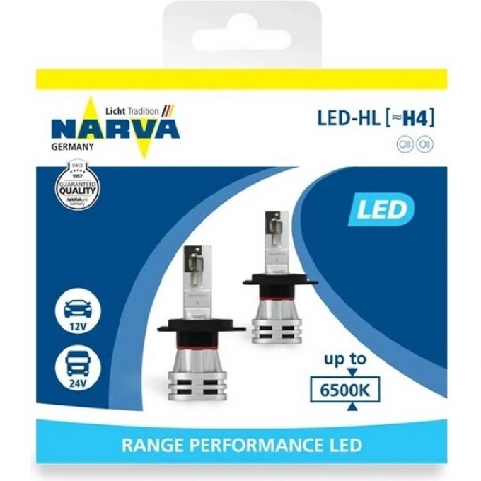 Лампа NARVA RANGE PERFORMANCE LED H4 12/24V 24W P43t-38 2 шт. 67762980 Лампа NARVA RANGE PERFORMANCE LED H4 12/24V 24W P43t-38 2 шт. 67762980