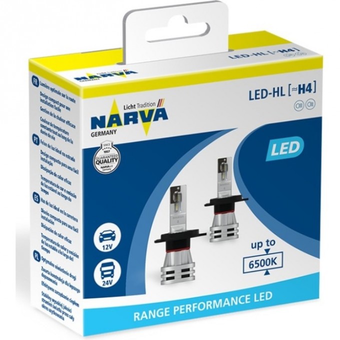 Лампа NARVA RANGE PERFORMANCE LED H4 6500K 2 шт. 82886317 Лампа NARVA RANGE PERFORMANCE LED H4 6500K 2 шт. 82886317
