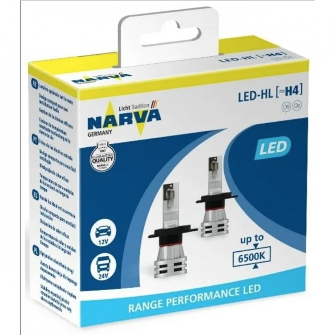 Лампа NARVA RANGE PERFORMANCE LED H4 6500K 2 шт.x2 73858101 Лампа NARVA RANGE PERFORMANCE LED H4 6500K 2 шт.x2 73858101