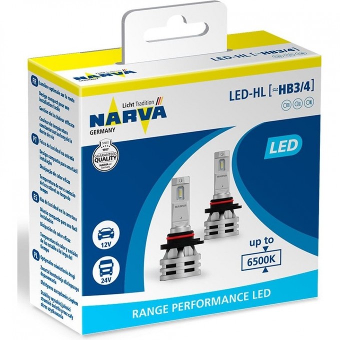 Лампа NARVA RANGE PERFORMANCE LED HB3 6500K 12/24V PX26d 2шт. 100499245 Лампа NARVA RANGE PERFORMANCE LED HB3 6500K 12/24V PX26d 2шт. 100499245