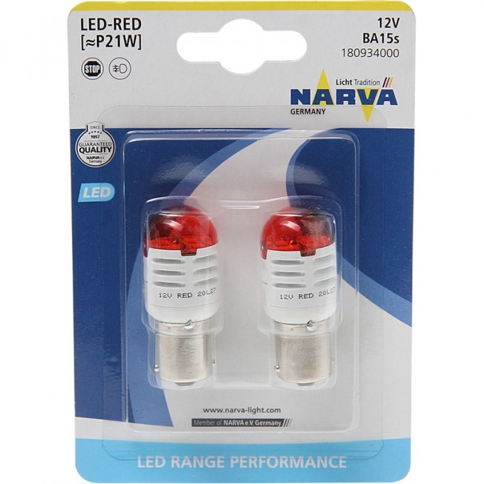 Лампа NARVA RANGE PERFORMANCE LED P21W BA15s 1.75W 12V 10 шт. 61896169 Лампа NARVA RANGE PERFORMANCE LED P21W BA15s 1.75W 12V 10 шт. 61896169