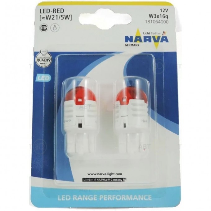 Лампа NARVA RANGE PERFORMANCE LED W21/5 12V 2.7W B2 BAU15s red 82884122 Лампа NARVA RANGE PERFORMANCE LED W21/5 12V 2.7W B2 BAU15s red 82884122