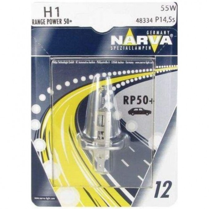 Лампа NARVA RANGE POWER 50+ 12V H1 55W P14.5s бокс 2шт. 78963011 Лампа NARVA RANGE POWER 50+ 12V H1 55W P14.5s бокс 2шт. 78963011