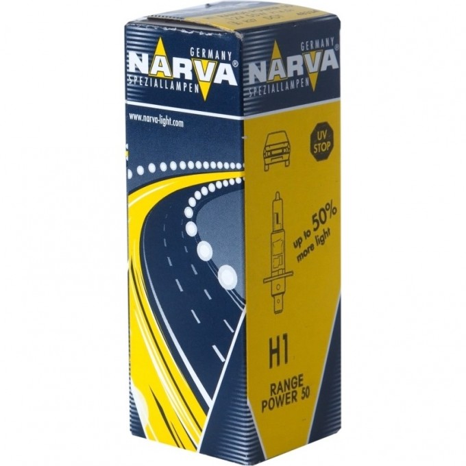 Лампа NARVA RANGE POWER 50+ H1 55 12V P14.5s 32530784 Лампа NARVA RANGE POWER 50+ H1 55 12V P14.5s 32530784