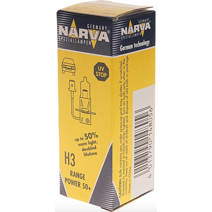 Лампа NARVA RANGE POWER 50+ H3 55W 12V PK22S с проводом 117419479 Лампа NARVA RANGE POWER 50+ H3 55W 12V PK22S с проводом 117419479