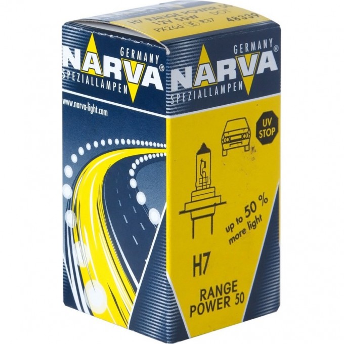 Лампа NARVA RANGE POWER 50+ H7 12V 55W H7 C1 PX26d 84209269 Лампа NARVA RANGE POWER 50+ H7 12V 55W H7 C1 PX26d 84209269