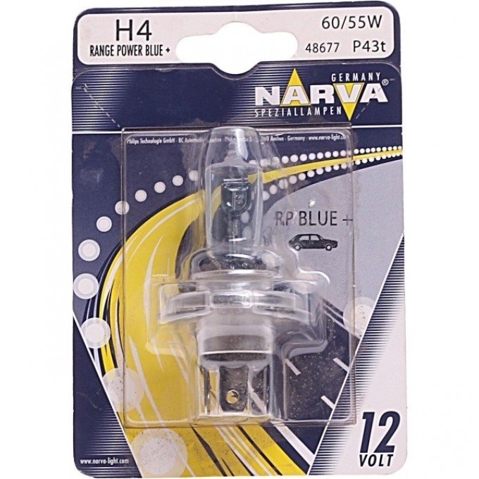 Лампа NARVA RANGE POWER BLUE+ H4 60/55 12V P43t-38 2 шт. 32531053 Лампа NARVA RANGE POWER BLUE+ H4 60/55 12V P43t-38 2 шт. 32531053