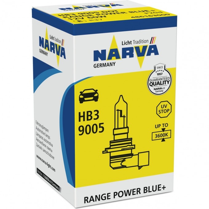 Лампа NARVA RANGE POWER BLUE+ HB3 9005 12V 65W P20d NVA C1 81191470 Лампа NARVA RANGE POWER BLUE+ HB3 9005 12V 65W P20d NVA C1 81191470