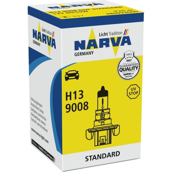 Лампа NARVA STANDARD H13 12V 60/55W P26.4t 47380988 Лампа NARVA STANDARD H13 12V 60/55W P26.4t 47380988