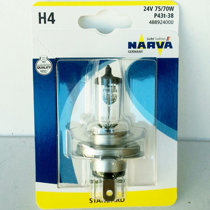 Лампа NARVA STANDARD H4 75/70W P43T-38 24V 84208770 Лампа NARVA STANDARD H4 75/70W P43T-38 24V 84208770