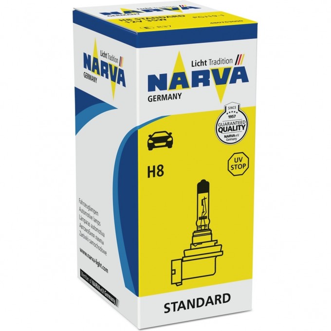 Лампа NARVA STANDARD H8 35W 12V PGJ19-1 117418607 Лампа NARVA STANDARD H8 35W 12V PGJ19-1 117418607