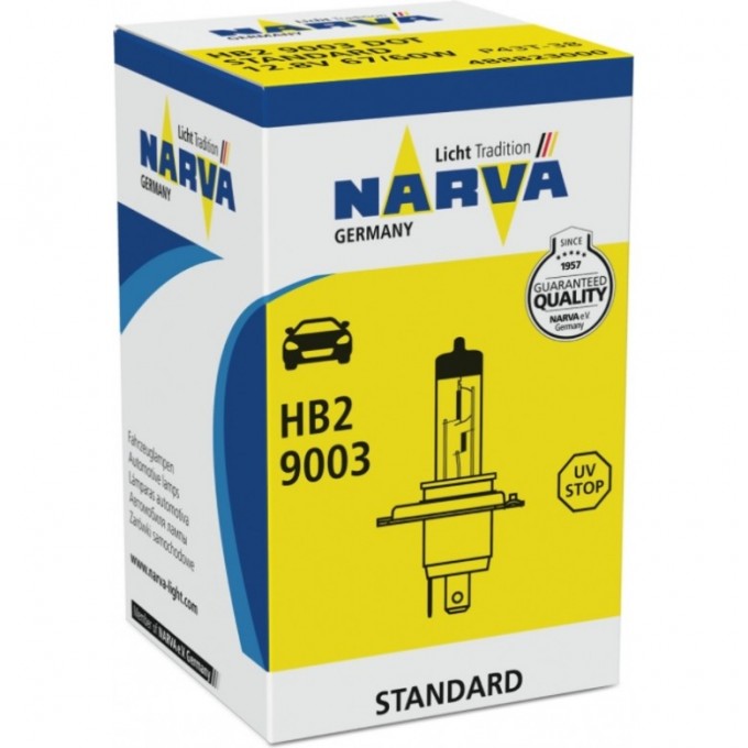 Лампа NARVA STANDARD HB2 12V 60/55W 9003 P43t-38 83812899 Лампа NARVA STANDARD HB2 12V 60/55W 9003 P43t-38 83812899